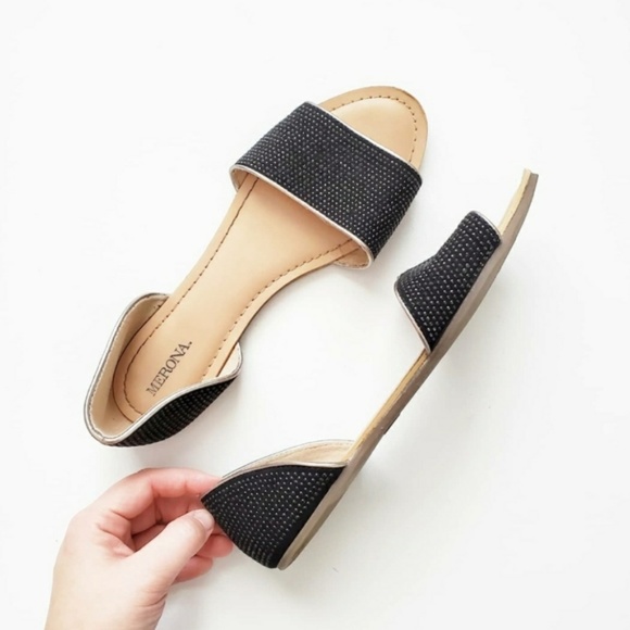 Merona Shoes - Merona Sandals Black Studs Sparkly Flats Size 8.5
